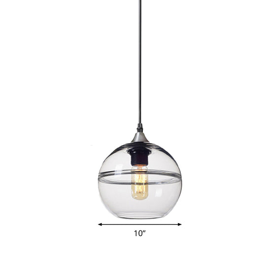 Modern Blue/Clear Glass Pendant Light for Dining Room – 1 Head, 8"/10"/12" Wide