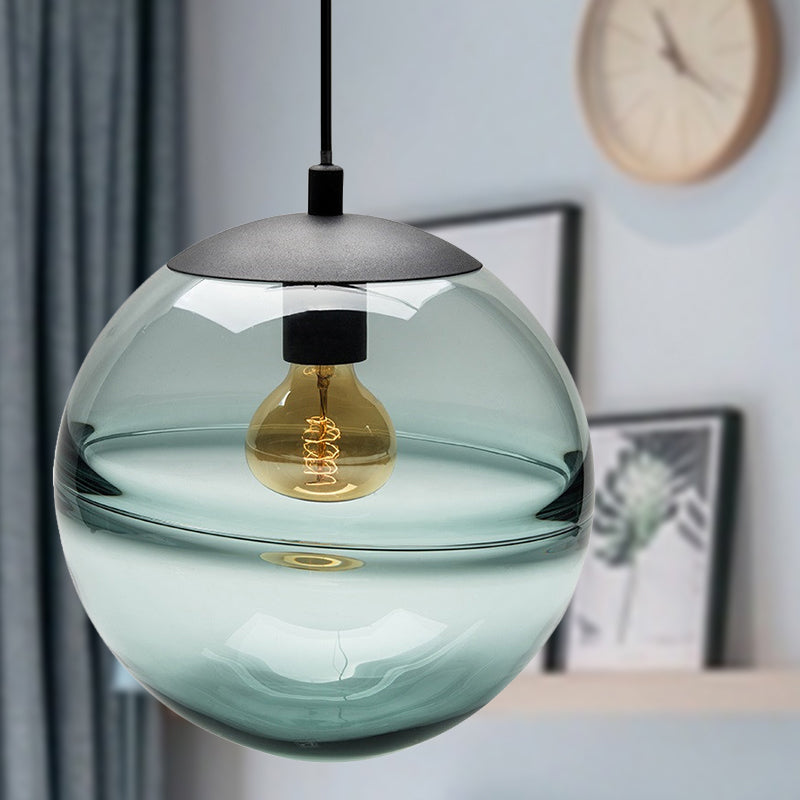 Modern Blue/Coffee Glass Sphere Pendant Light, 1 Head, 8"/10"/12" Wide - Perfect for Dining Room