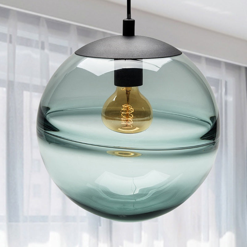Modern Blue/Coffee Glass Sphere Pendant Light, 1 Head, 8"/10"/12" Wide - Perfect for Dining Room