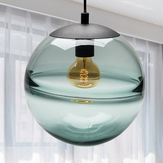 Modern Blue/Coffee Glass Sphere Pendant Light, 1 Head, 8"/10"/12" Wide - Perfect for Dining Room