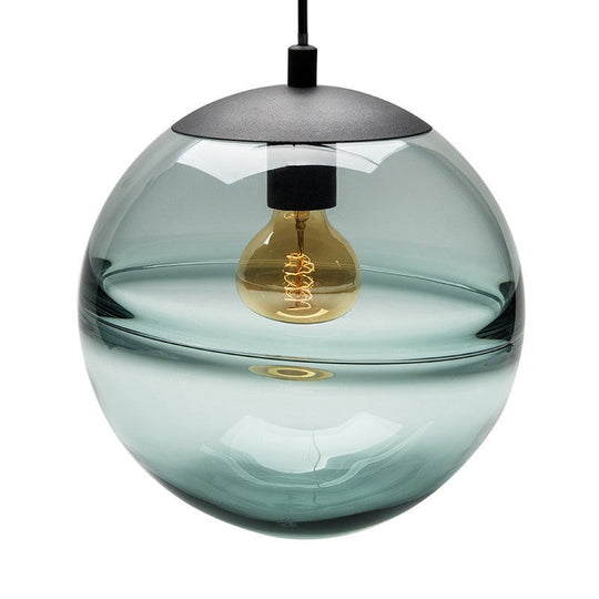 Modern Blue/Coffee Glass Sphere Pendant Light, 1 Head, 8"/10"/12" Wide - Perfect for Dining Room