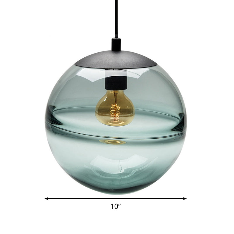 Modern Blue/Coffee Glass Sphere Pendant Light, 1 Head, 8"/10"/12" Wide - Perfect for Dining Room