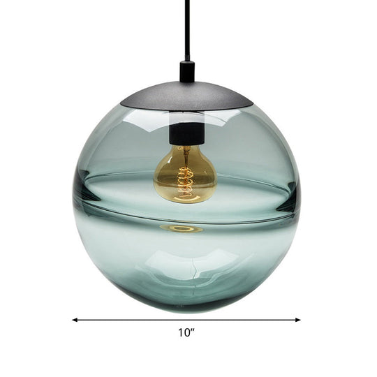 Modern Blue/Coffee Glass Sphere Pendant Light, 1 Head, 8"/10"/12" Wide - Perfect for Dining Room
