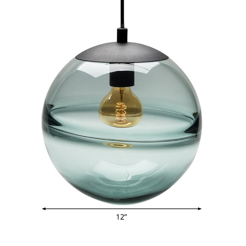Modern Blue/Coffee Glass Sphere Pendant Light, 1 Head, 8"/10"/12" Wide - Perfect for Dining Room