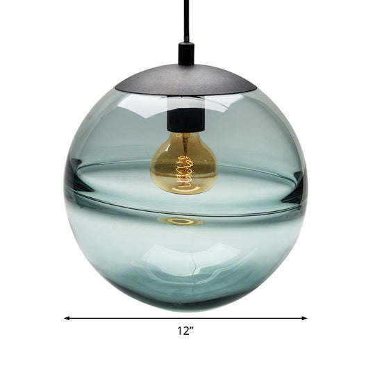 Modern Blue/Coffee Glass Sphere Pendant Light, 1 Head, 8"/10"/12" Wide - Perfect for Dining Room