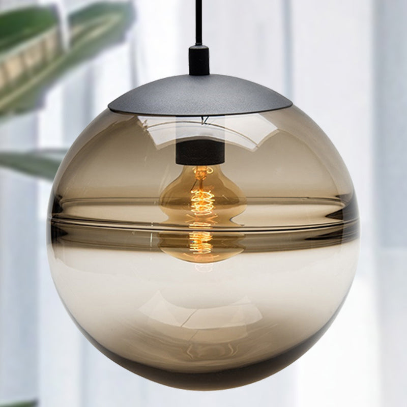Modern Blue/Coffee Glass Sphere Pendant Light, 1 Head, 8"/10"/12" Wide - Perfect for Dining Room