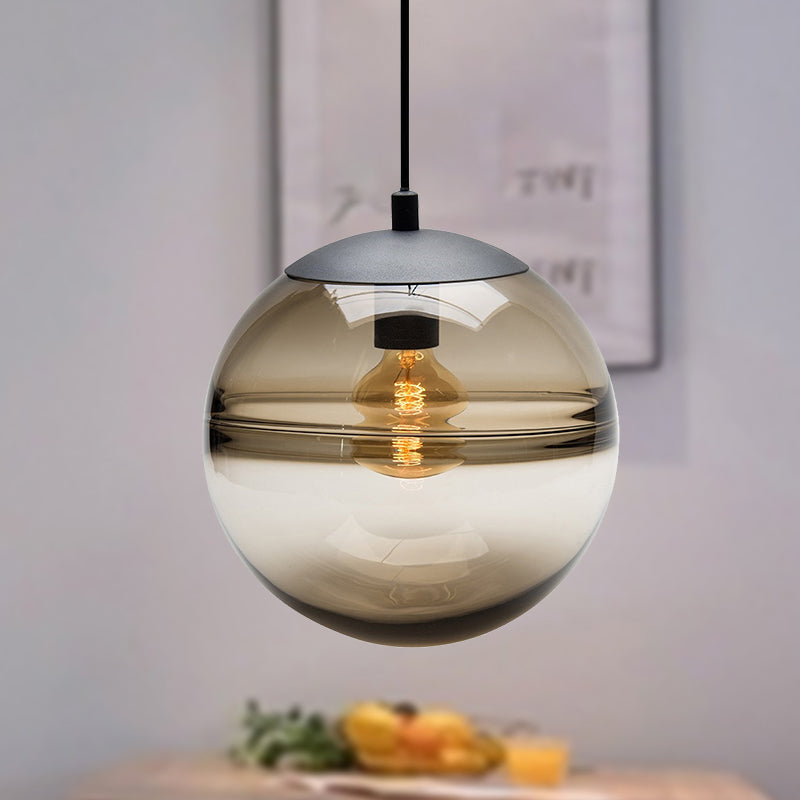 Modern Blue/Coffee Glass Sphere Pendant Light, 1 Head, 8"/10"/12" Wide - Perfect for Dining Room