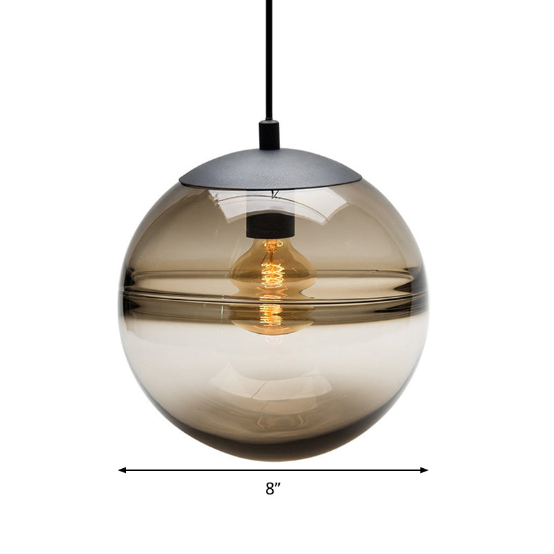 Modern Blue/Coffee Glass Sphere Pendant Light, 1 Head, 8"/10"/12" Wide - Perfect for Dining Room
