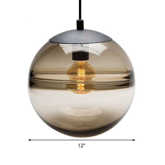 Modern Blue/Coffee Glass Sphere Pendant Light, 1 Head, 8"/10"/12" Wide - Perfect for Dining Room