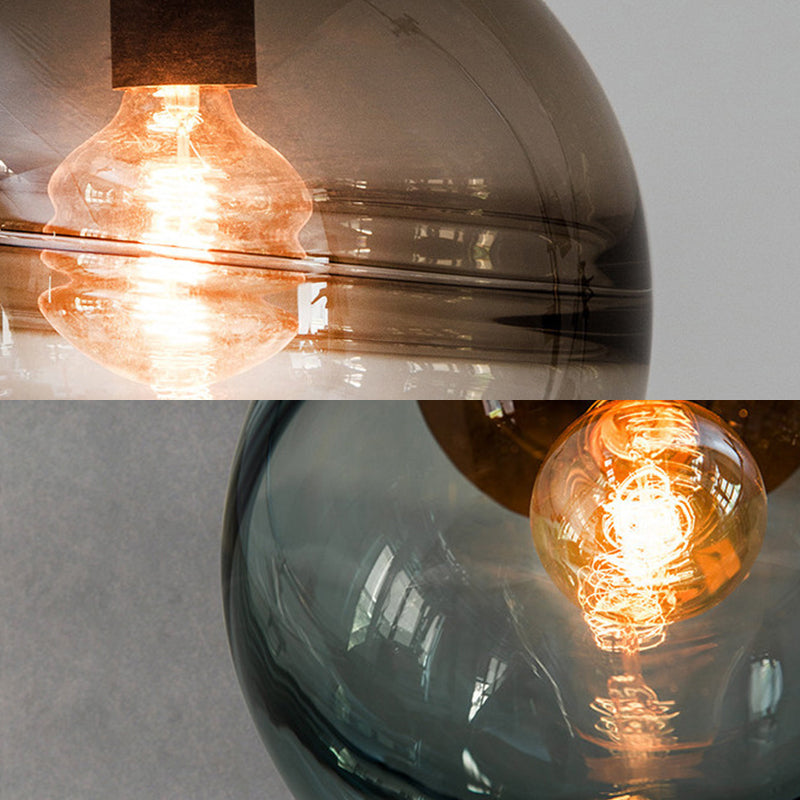 Modern Blue/Coffee Glass Sphere Pendant Light, 1 Head, 8"/10"/12" Wide - Perfect for Dining Room