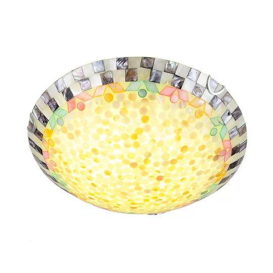 Tiffany Ceiling Light, Medium Flush Mount Fixture - Decorative Mosaic Bowl Shade for Bedrooms
