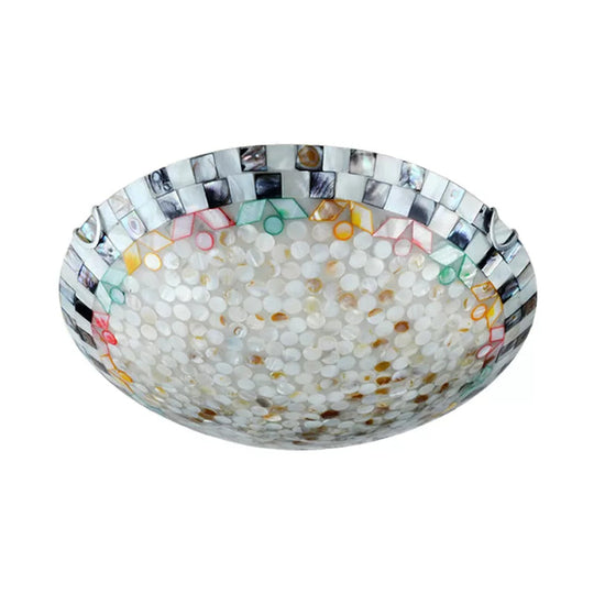 Tiffany Ceiling Light, Medium Flush Mount Fixture - Decorative Mosaic Bowl Shade for Bedrooms