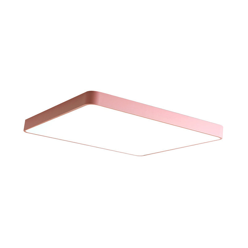 Modern Metal LED Flush Mount Ceiling Lamp in Pink, Warm/White Light (19.5"/25.5" Long)