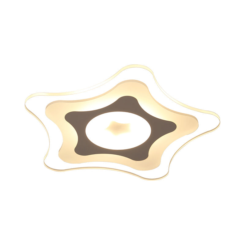 Simple Acrylic LED Flush Ceiling Light with Five-Pointed Star Design - Warm/White/3 Color Light, 16.5"/20.5" Wide