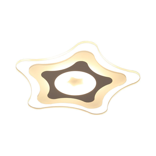 Simple Acrylic LED Flush Ceiling Light with Five-Pointed Star Design - Warm/White/3 Color Light, 16.5"/20.5" Wide