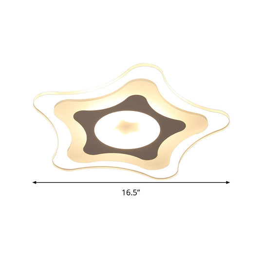 Simple Acrylic LED Flush Ceiling Light with Five-Pointed Star Design - Warm/White/3 Color Light, 16.5"/20.5" Wide