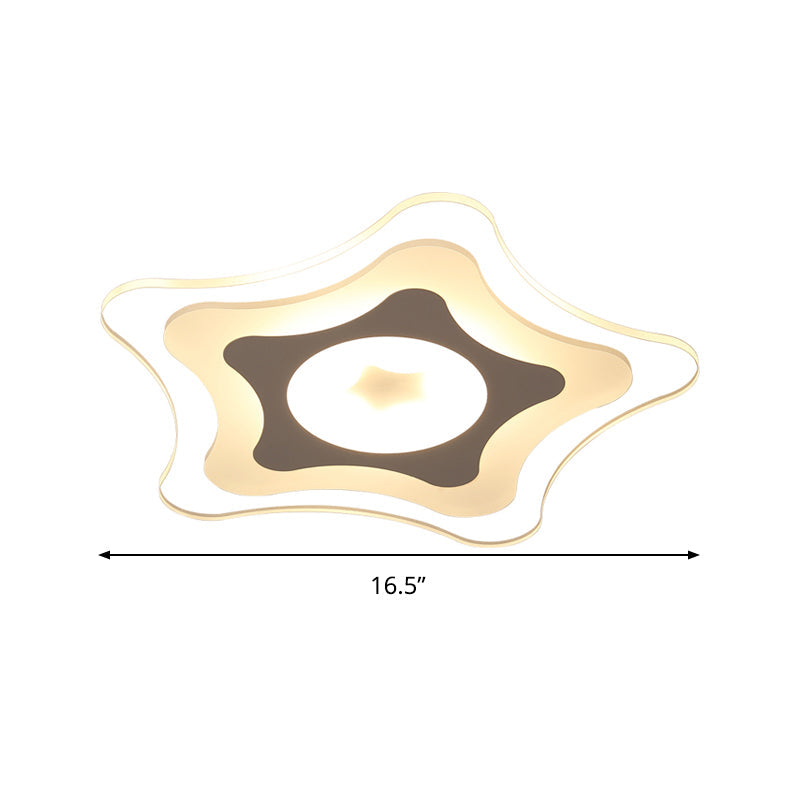 Simple Acrylic LED Flush Ceiling Light with Five-Pointed Star Design - Warm/White/3 Color Light, 16.5"/20.5" Wide