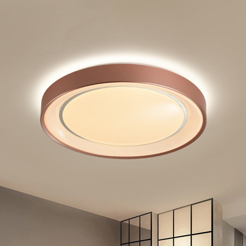 Sleek Champagne Flush Mount LED Ceiling Lamp - 19.5" Dia Simplicity Metallic Flush Light