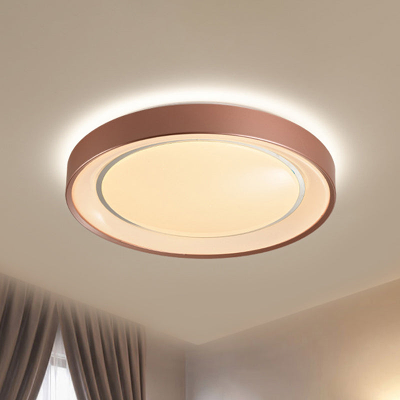 Sleek Champagne Flush Mount LED Ceiling Lamp - 19.5" Dia Simplicity Metallic Flush Light