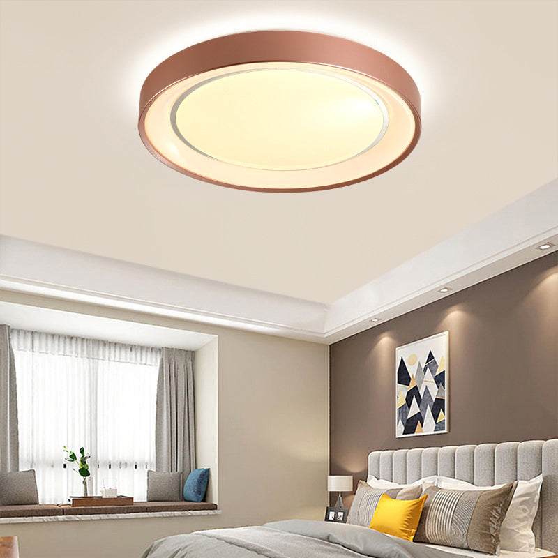 Sleek Champagne Flush Mount LED Ceiling Lamp - 19.5" Dia Simplicity Metallic Flush Light