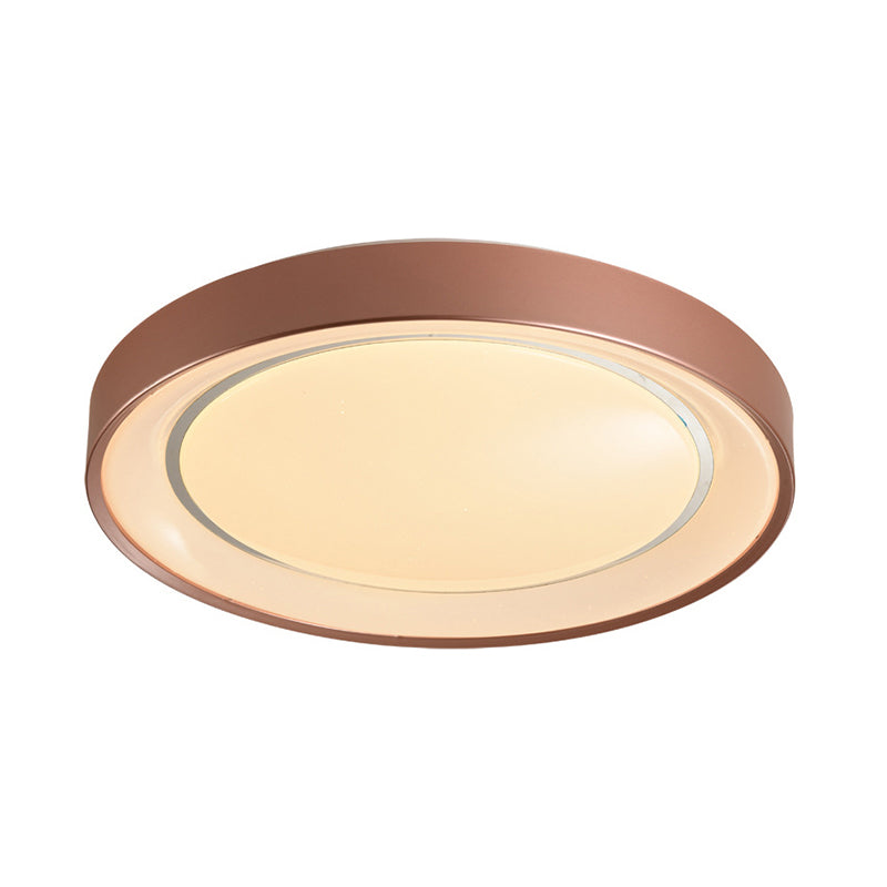 Sleek Champagne Flush Mount LED Ceiling Lamp - 19.5" Dia Simplicity Metallic Flush Light