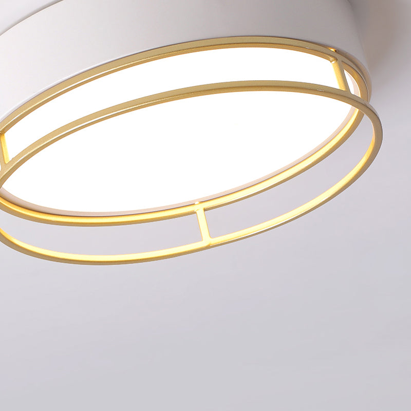 Modern Metal Drum Flush Mount LED Ceiling Light - Corridor White, Warm/White/3 Color Lighting