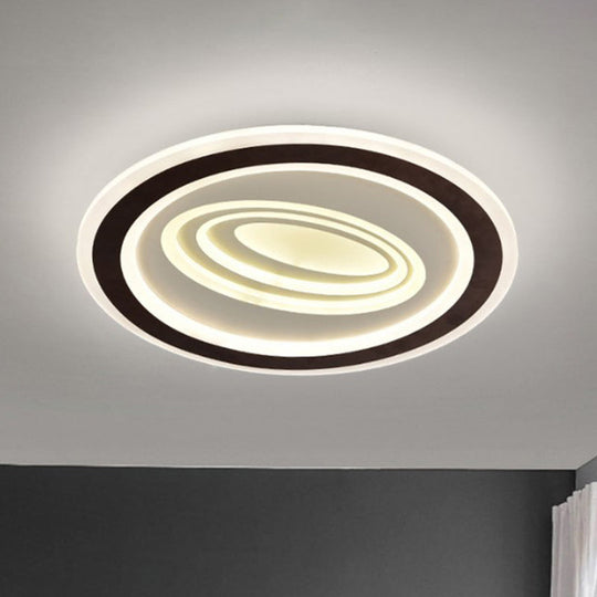 Modern Flush Mount Ceiling Light with Acrylic LED, Black & White, 3-Gear Settings