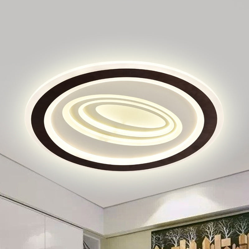 Modern Flush Mount Ceiling Light with Acrylic LED, Black & White, 3-Gear Settings