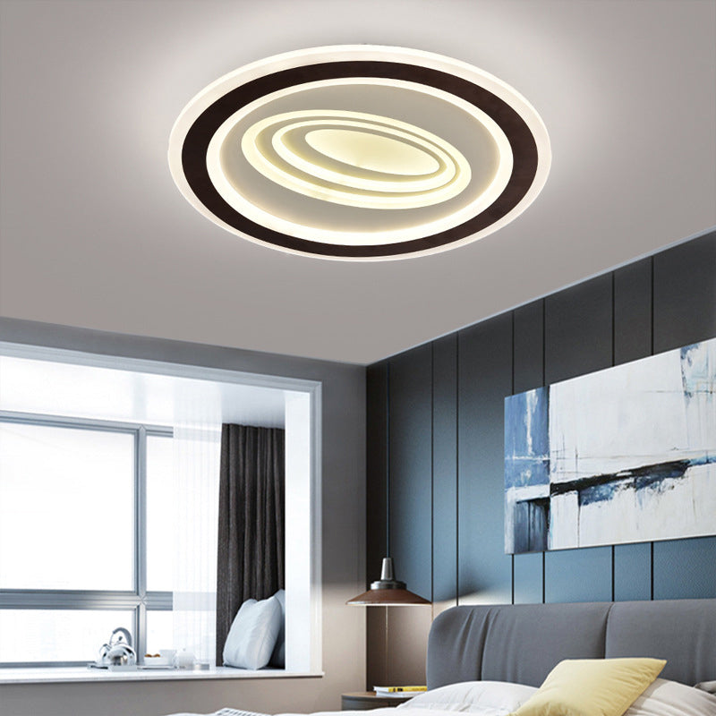 Modern Flush Mount Ceiling Light with Acrylic LED, Black & White, 3-Gear Settings