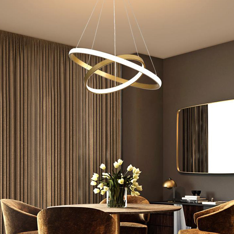 Gold Orbit Hanging Chandelier Acrylic LED Pendant Light Kit, 23.5"/31.5" Wide
