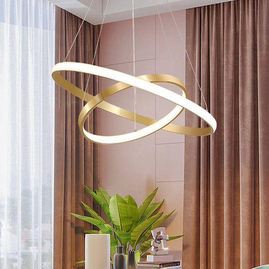 Gold Orbit Hanging Chandelier Acrylic LED Pendant Light Kit, 23.5"/31.5" Wide