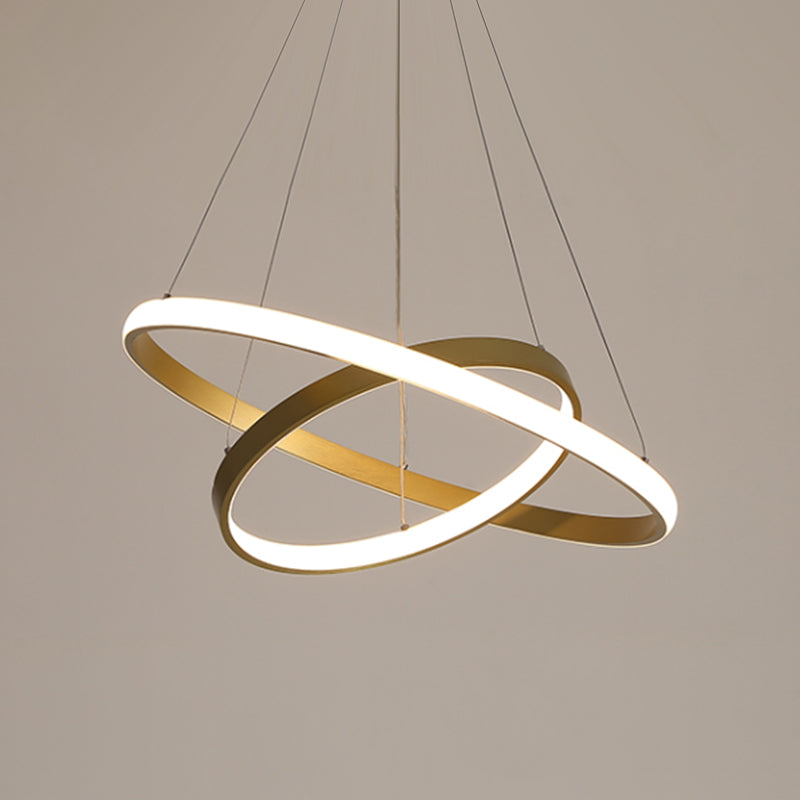 Gold Orbit Hanging Chandelier Acrylic LED Pendant Light Kit, 23.5"/31.5" Wide