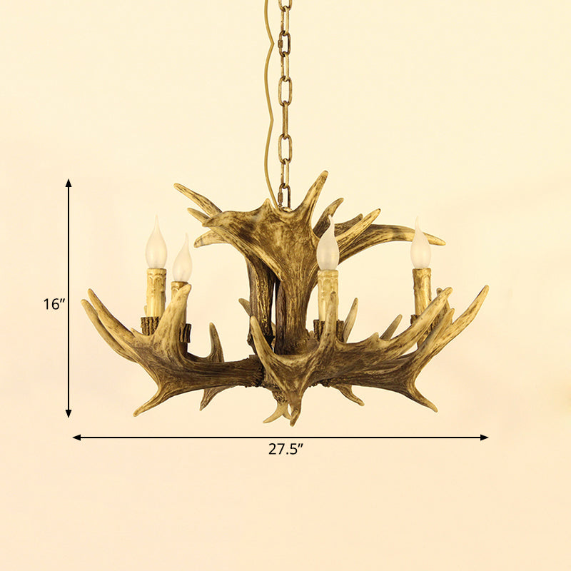 Rustic Faux Antler Chandelier – 5-Light Resin Pendant for Living Room