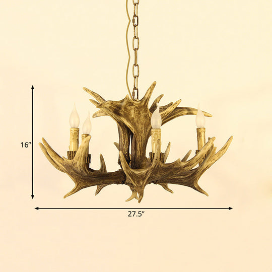 Rustic Faux Antler Chandelier – 5-Light Resin Pendant for Living Room