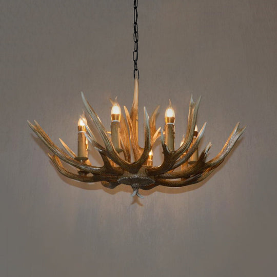 Branch Resin Pendant Chandelier - Cottage Style Hanging Ceiling Light (6/8/12 Heads) - Elegant Brown for Living Room