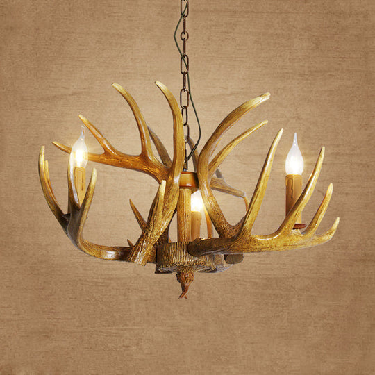 Rustic Antler Resin Pendant Chandelier – 3/4/5-Light Brown Ceiling Lamp
