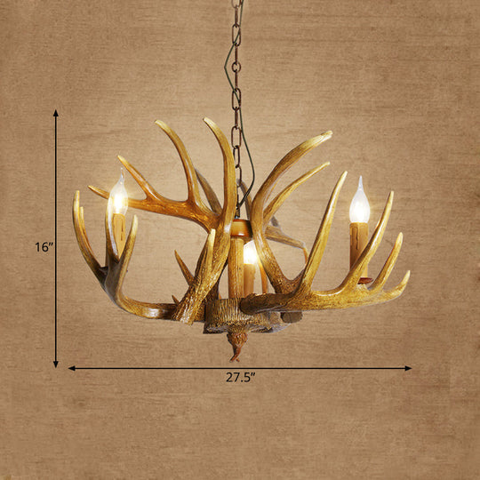 Rustic Antler Resin Pendant Chandelier – 3/4/5-Light Brown Ceiling Lamp