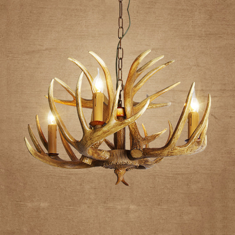 Rustic Antler Resin Pendant Chandelier – 3/4/5-Light Brown Ceiling Lamp