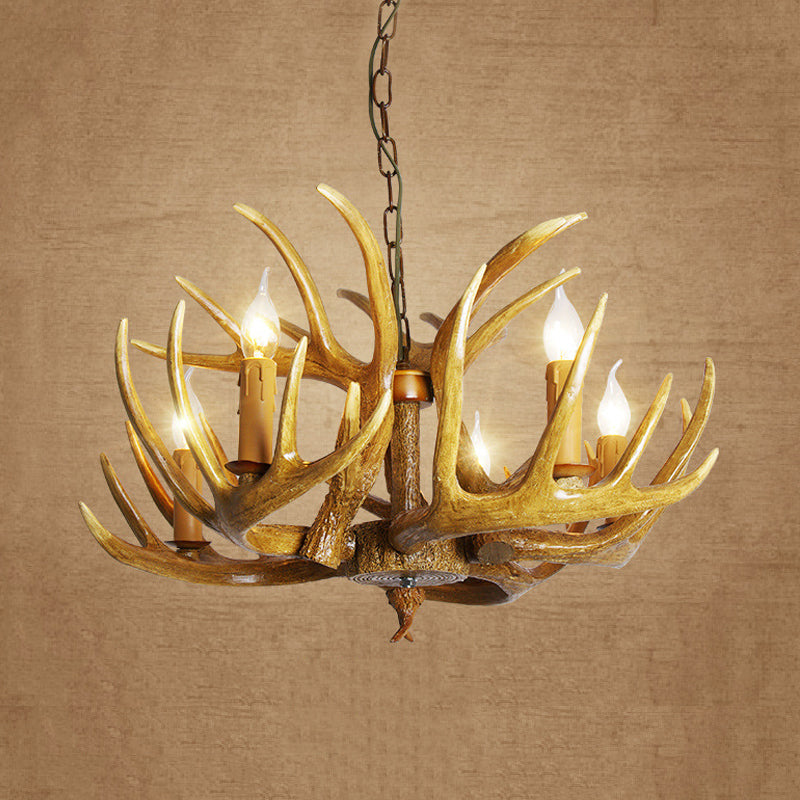 Rustic Antler Resin Pendant Chandelier – 3/4/5-Light Brown Ceiling Lamp
