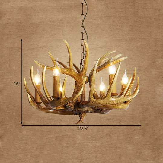 Rustic Antler Resin Pendant Chandelier – 3/4/5-Light Brown Ceiling Lamp