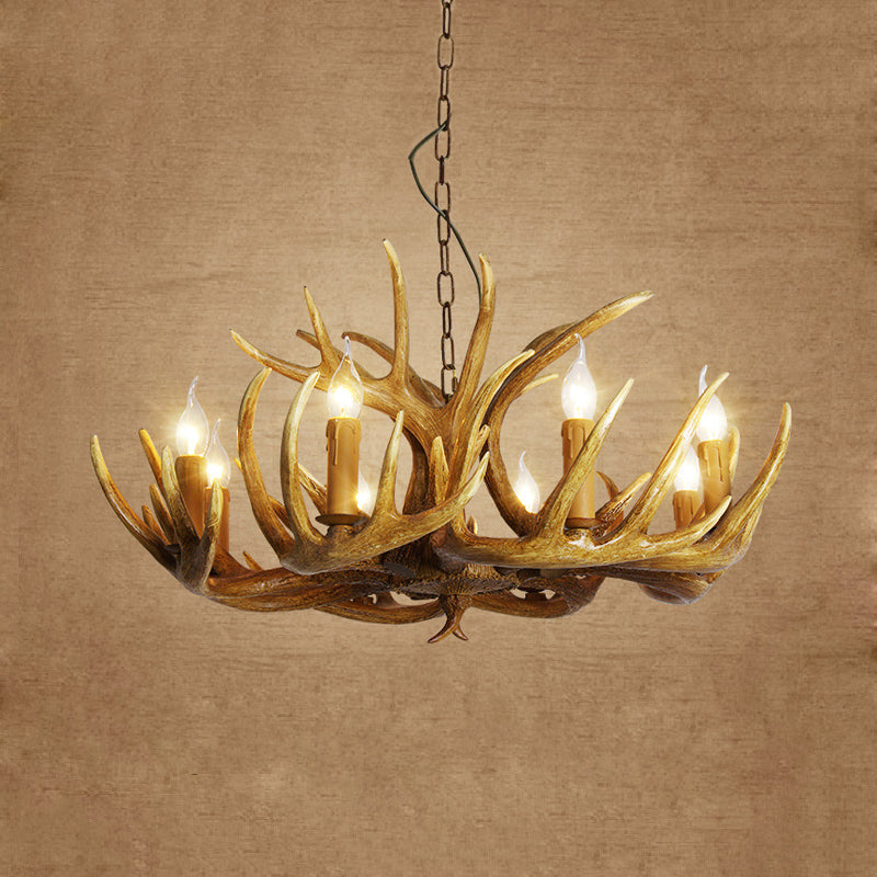 Rustic Antler Resin Pendant Chandelier – 3/4/5-Light Brown Ceiling Lamp