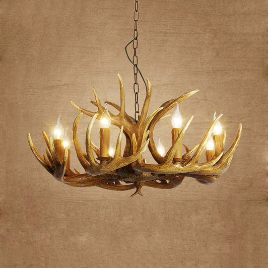 Rustic Antler Resin Pendant Chandelier – 3/4/5-Light Brown Ceiling Lamp