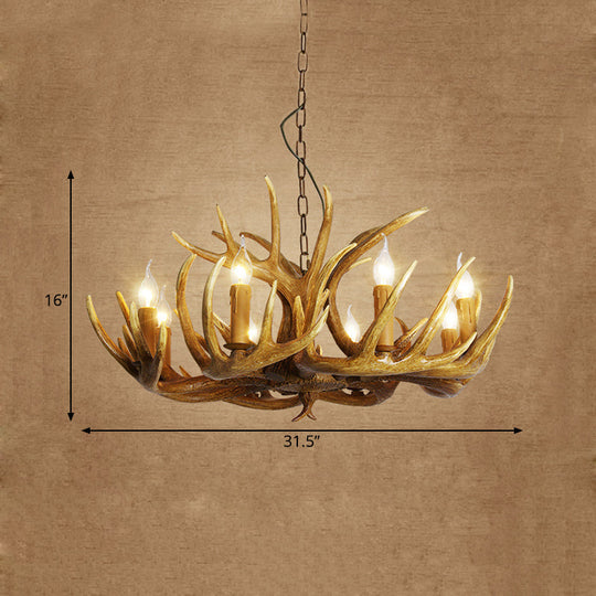 Rustic Antler Resin Pendant Chandelier – 3/4/5-Light Brown Ceiling Lamp