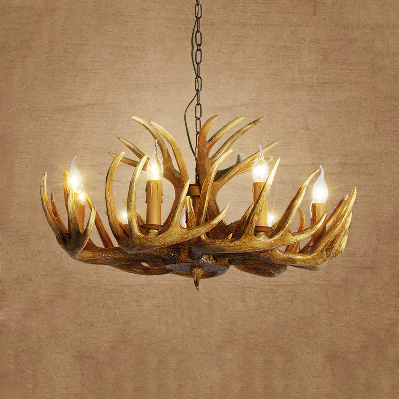 Rustic Antler Resin Pendant Chandelier – 3/4/5-Light Brown Ceiling Lamp
