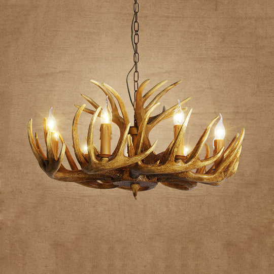Rustic Antler Resin Pendant Chandelier – 3/4/5-Light Brown Ceiling Lamp
