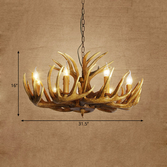 Rustic Antler Resin Pendant Chandelier – 3/4/5-Light Brown Ceiling Lamp