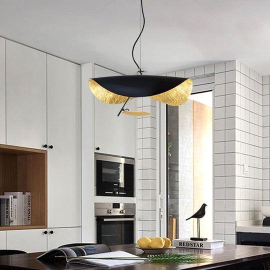 Modern Metal Geometric Pendant Light Kit - 16"/23.5" Wide - White/Black - Down Lighting for Living Room