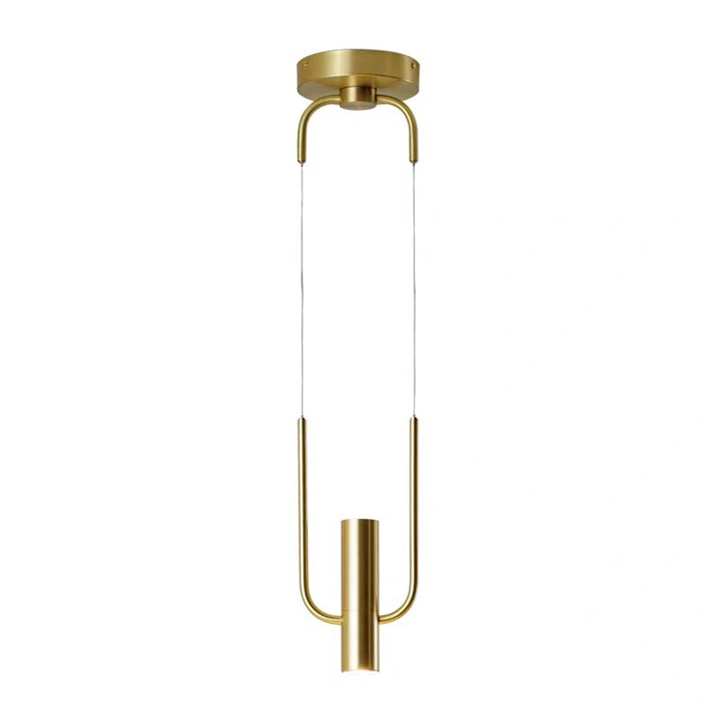 Contemporary Gold Tube Pendant Light Fixture - 1-Light Metal Hanging Ceiling Lighting