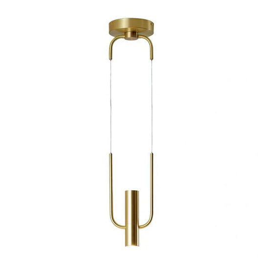 Contemporary Gold Tube Pendant Light Fixture - 1-Light Metal Hanging Ceiling Lighting