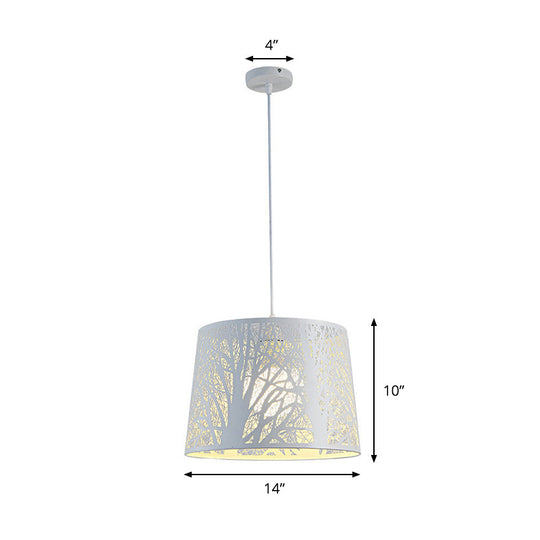 Sleek Metal Drum Pendant Light Kit for Dining Room, White